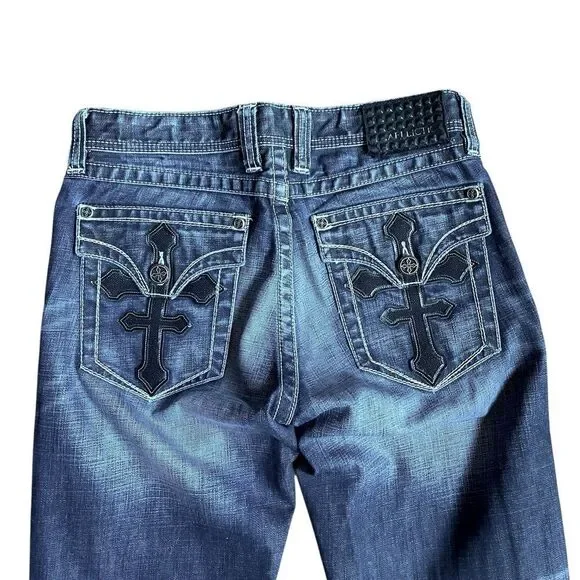 AFFLICTION Black Premium Cooper Relaxed Boot Jeans Size 32